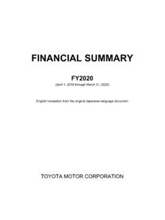 FINANCIAL SUMMARY FY2020 - Toyota