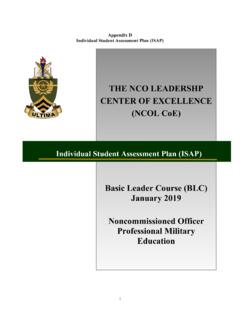 THE NCO LEADERSHP CENTER OF EXCELLENCE (NCOL CoE)