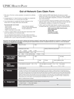 Out-of-Network Care Claim Form - UPMC Health …