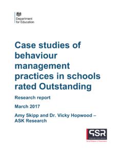 Behaviour Management Case Studies Report - GOV.UK