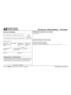Certificate of Bulk Mailing — Domestic - USPS