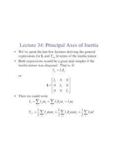 Lecture 34: Principal Axes of Inertia - University of Arizona