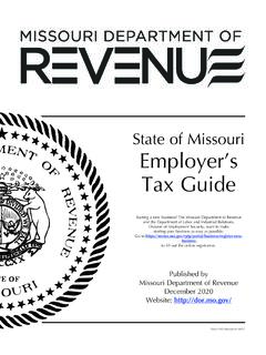 State of Missouri Employer’s Tax Guide