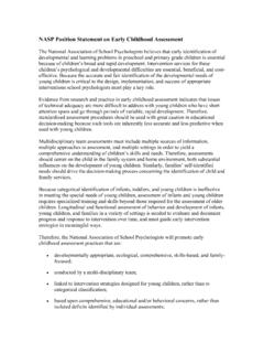 NASP Position Statement on Early Childhood Assessment