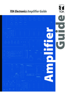 TOA Electronics Amplifier Guide Guide - TOA Canada