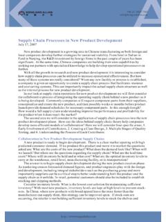 Supply Chain Processes in New Product Development