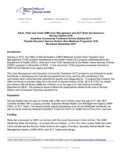 Adult, Child and Youth Service Dollar Guidance - OMH ACT ...