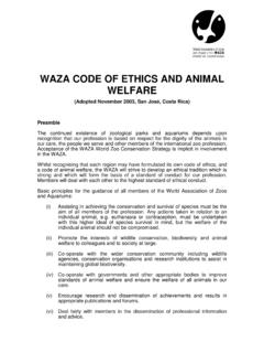 WAZA CODE OF ETHICS AND ANIMAL WELFARE