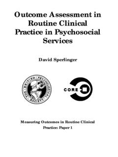Outcome Assessment in Routine Clinical Practice in ...