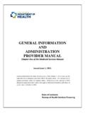 GENERAL INFORMATION AND ADMINISTRATION …
