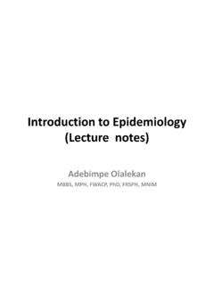 Introduction to Epidemiology (Lecture notes)