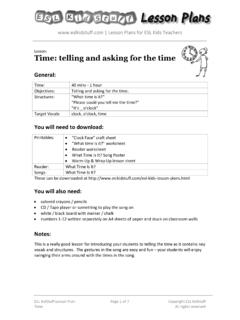 Lesson: Time: telling and asking for the time - ESL KidStuff