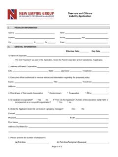 Directors and Officers Liability Application