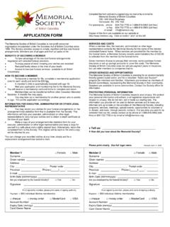MSBC Application Form - Memorial Society of British Columbia
