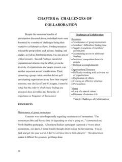 CHAPTER 6: CHALLENGES OF COLLABORATION