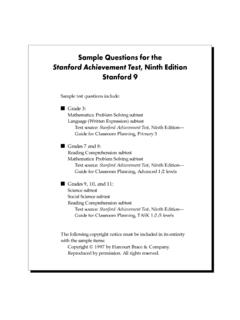 Sample Questions for the Stanford Achievement Test, Ninth ...