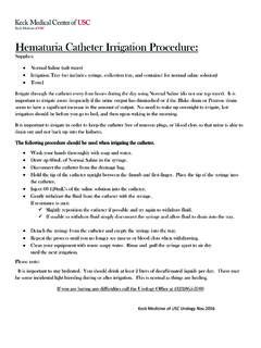 Hematuria Catheter Irrigation Procedure