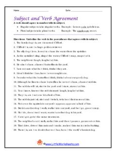 Subject and Verb Agreement - Little Worksheets