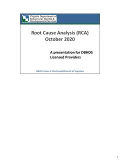 Root Cause Analysis Training - Virginia Department of ...