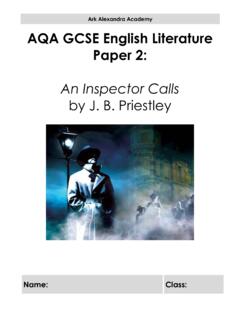 An Inspector Calls by J. B. Priestley - Ark Alexandra Academy