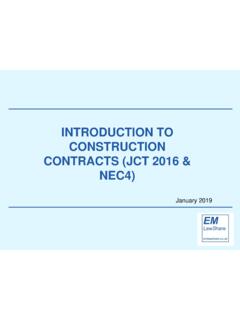 INTRODUCTION TO CONSTRUCTION CONTRACTS (JCT 2016 …