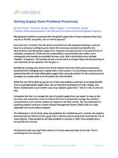 Solving Supply Chain Problems Proactively - …