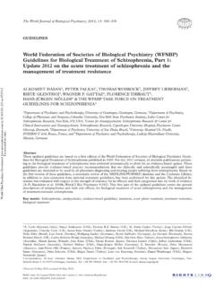 World Federation of Societies of Biological Psychiatry ...