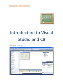 Introduction to Visual Studio and CSharp