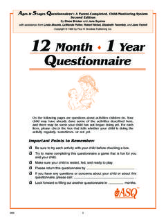 12 Month Questionnaire - Cornerstone Pediatrics
