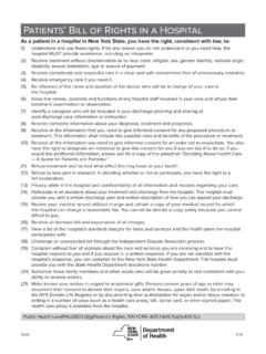 Patients’ Bill of Rights in a Hospital - New York State ...