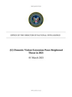 (U) Domestic Violent Extremism Poses Heightened Threat in …