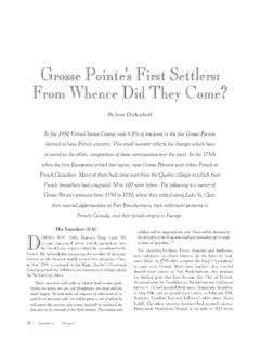Grosse Pointe’s First Settlers: From Whence Did They Come?