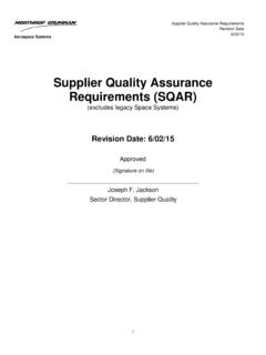 Supplier Quality Assurance Requirements (SQAR)