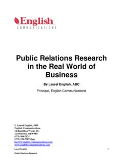 Using Research in Public Relations - English Communications