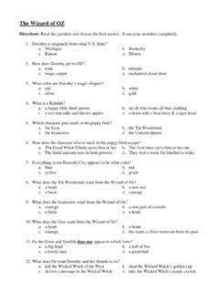 The Wizard of OZ - Ereading Worksheets