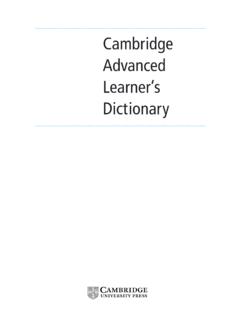 Cambridge Advanced Learner’s Dictionary