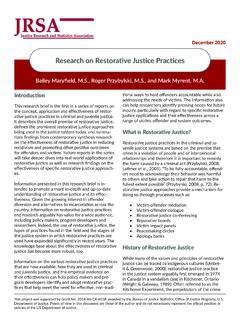 Research on Restorative Justice Practices