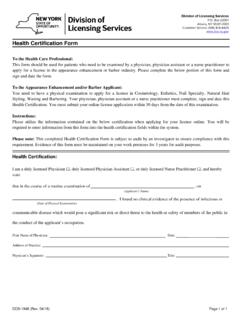 Health Certification Form - New York Department of State
