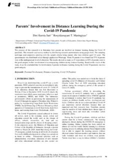 Parents’ Involvement in Distance Learning During the Covid ...