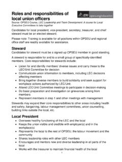 Roles and responsibilities of local union officers