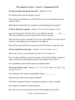 50 Commands of Christ ~ Lesson 5 ~ (Commands …