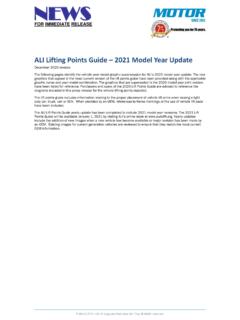 ALI Lifting Points Guide – 2021 Model Year Update