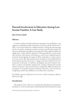 Parental Involvement in Education Among Low- …