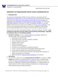 UNIVERSITY OF WASHINGTON COVID-19 FACE COVERING …
