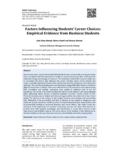 Factors Influencing Students’ Career Choices: …