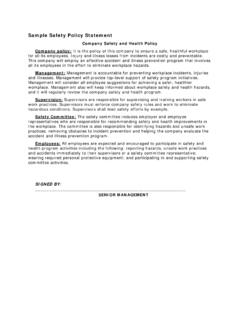 Sample Safety Policy Statement