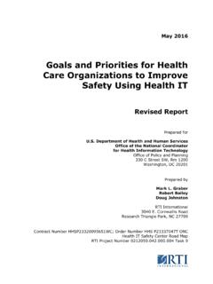 Goals and Priorities for Health Care Organizations to ...