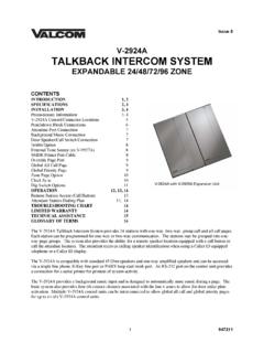 V-2924A TALKBACK INTERCOM SYSTEM - valcom.com