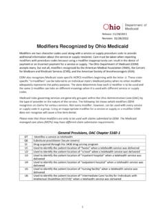 Modifiers Recognized by Ohio Medicaid