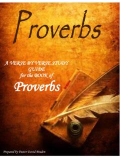 A VERSE BY VERSE STUDY GUIDE for the BOOK of Proverbs